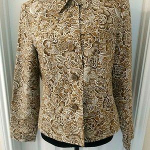 Requirements Linen Blend Jacket Button Floral Size